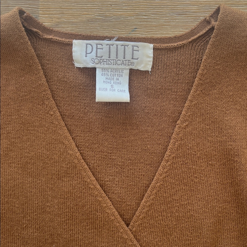 VTG brown wrap knit blouse - Picture 2 of 7